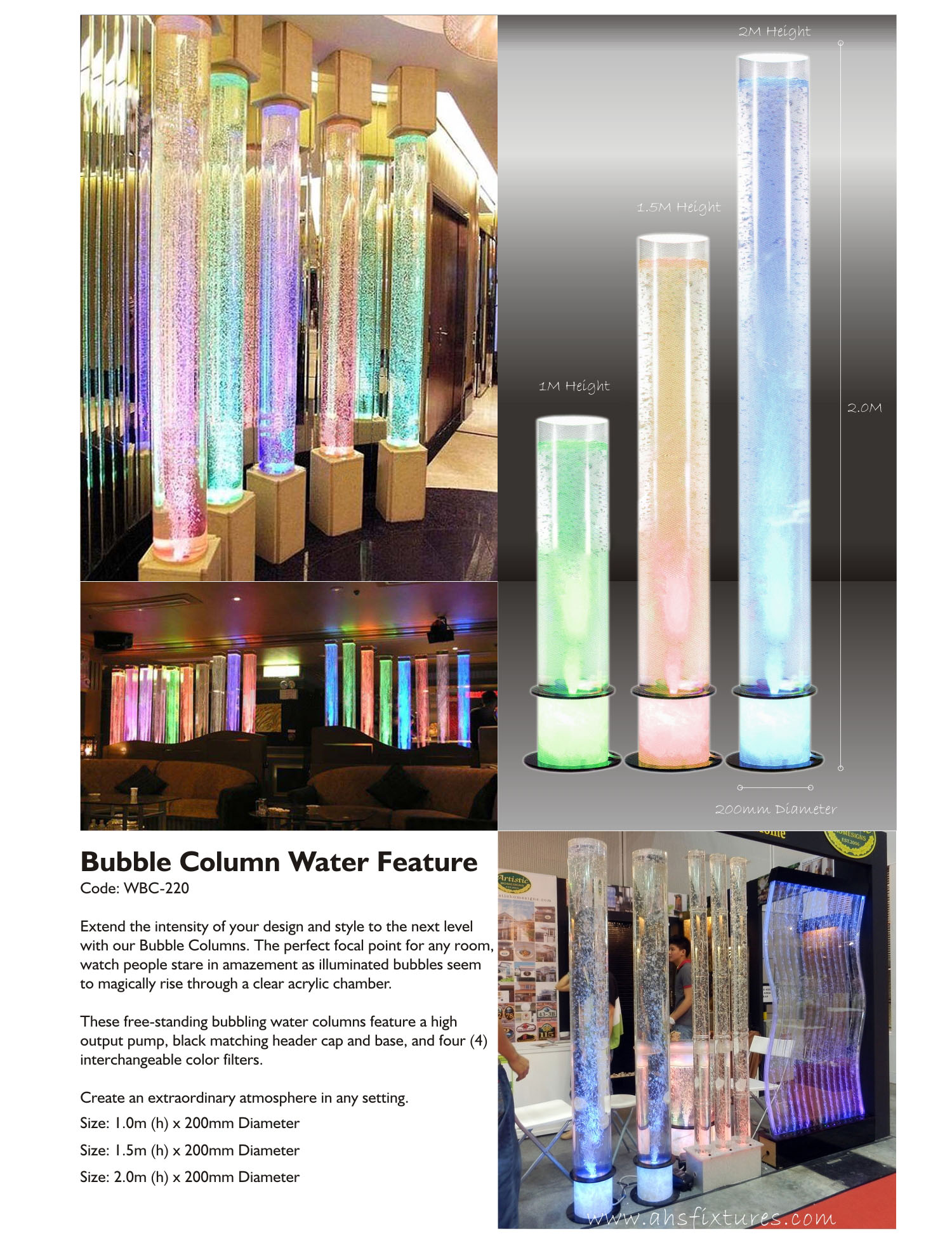 WBC-220 Bubble Tube Acrylic Column Water Features